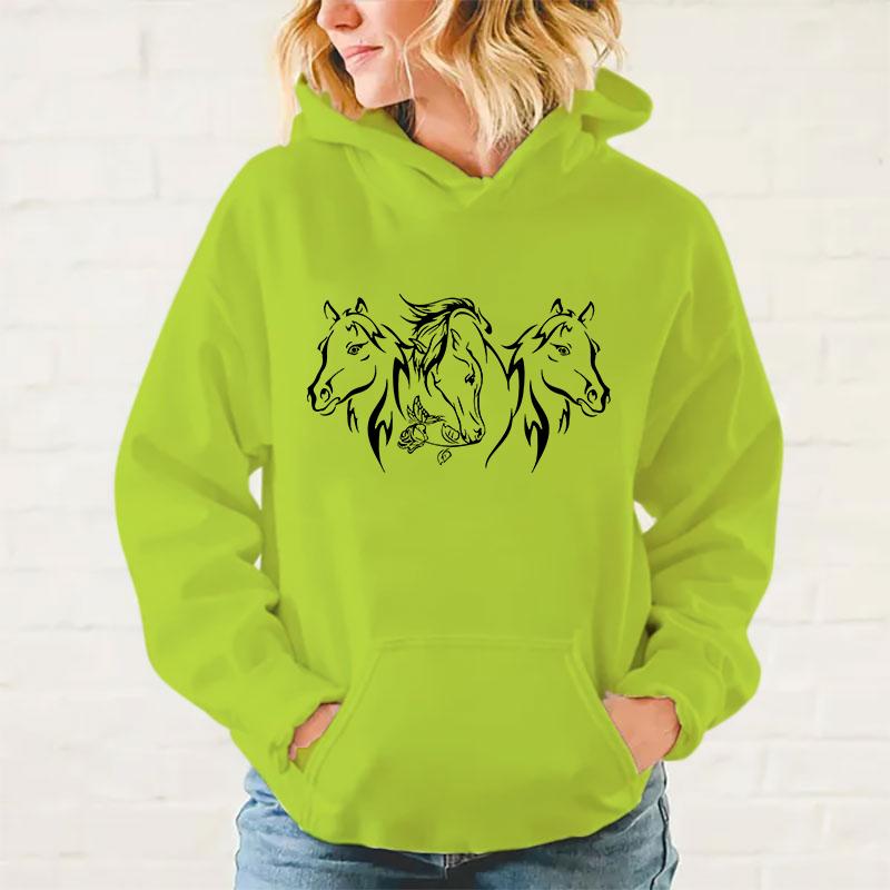 Y2k Hoodies Horses Hoodies Pullover Unisex Hooded Sweatshirt Harajuku Streetswear Long Sleeve