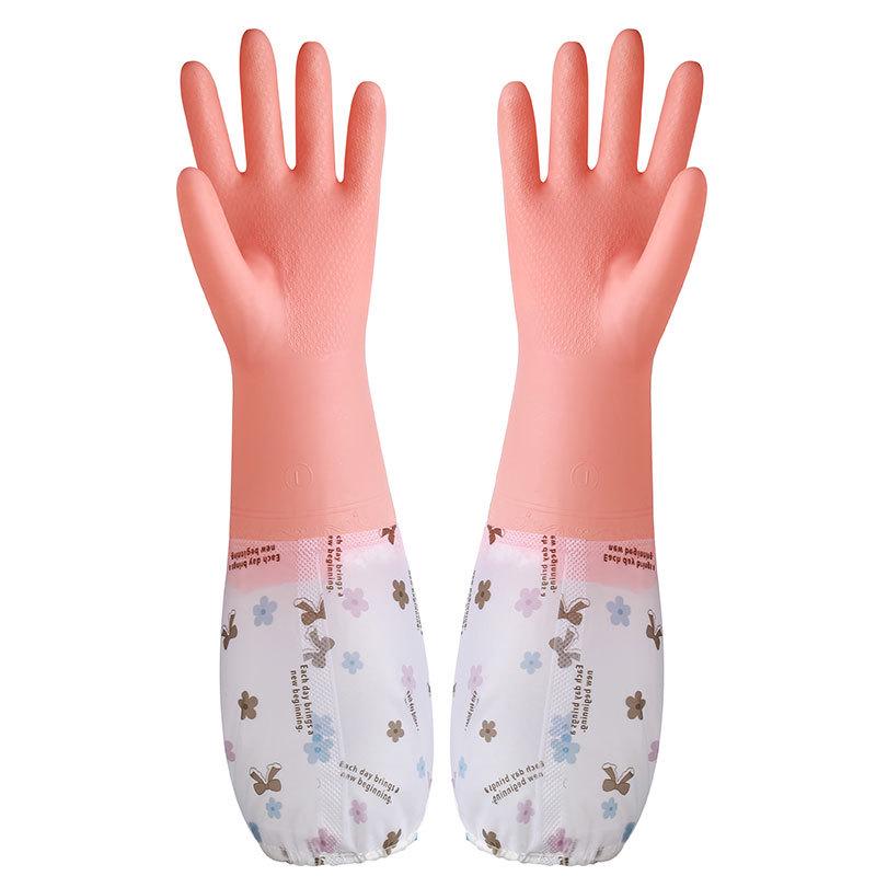 Thickened Long Cuff Waterproof Latex Kitchen Gloves for Dishwashing and Laundry