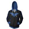 Superhero Nightwing Robin Cosplay Hoodie Costume Sweatshirt Halloween Zipper Outerwear Casual Hoodies Cosplay Costume