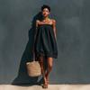 New casual tube top ruffle edge dress European and American summer style cotton and linen short skirt