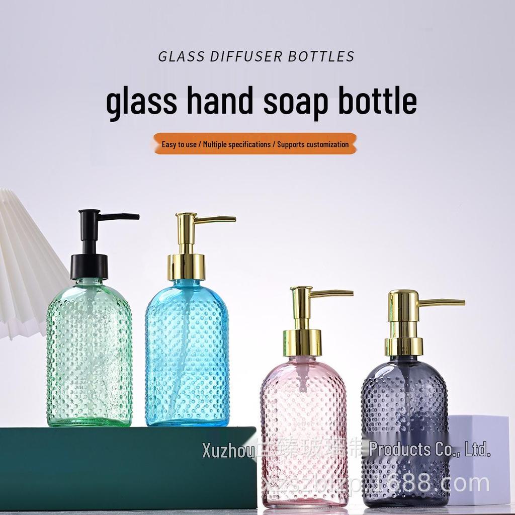 Spa Club Glass Dispenser: 450ml Emulsion, Sanitizer, Gel, Shampoo Bottle with Pump