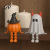 Halloween Ornaments Desktop Decoration Movable Wizard Pumpkin Devil Ghost Figurine 3D Printed Joint Figures PLA for Bookshelf Table And Window
