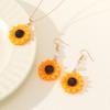 New Versatile Fashion Sunflower Pearl Shape Flower Sunflower Women Earrings Necklace Set