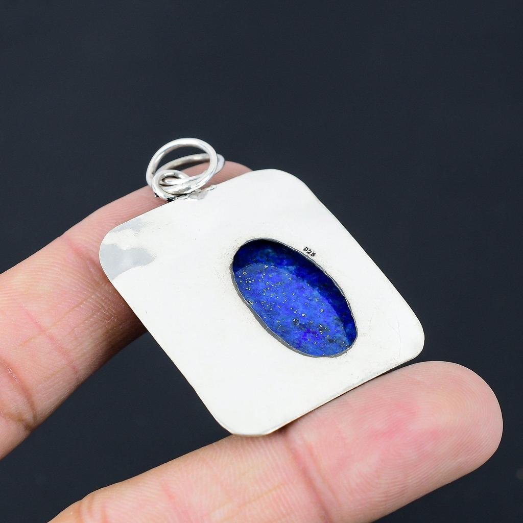 Sisters Day Sale 925 Sterling Silver Oval Lapis Lazuli Gemstone Mother Pendant