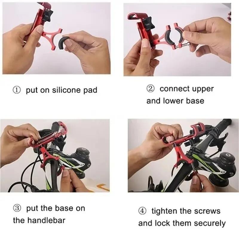 Metal Motorcycle Bike Phone Mount Aluminum Alloy Anti-Slip Bracket Gps Clip Universal Bicycle Stand Support Fit For All Smartphones
