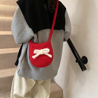 Retro Plush Large-capacity Bucket Bag Women's Versatile Shoulder Small Crossbody Cloth Bag Niche Casual Bag