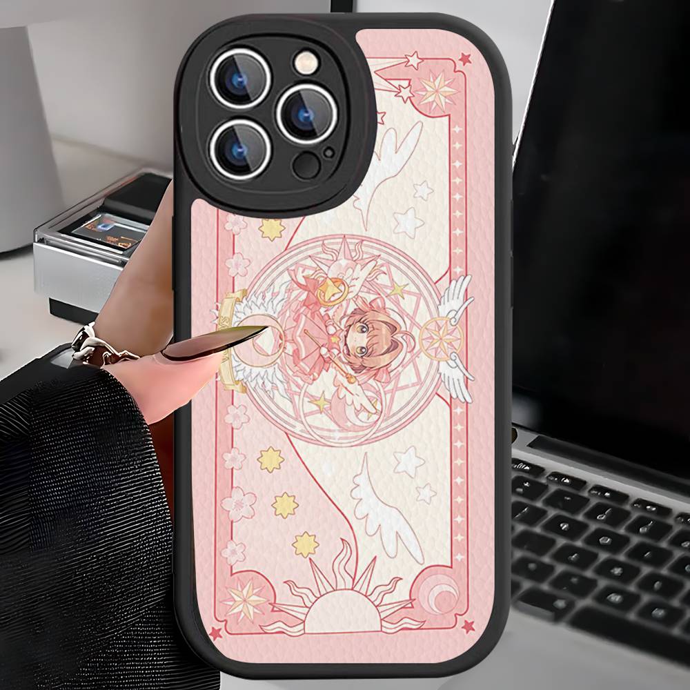C-Cardcaptor Sakura Phone Case for iPhone 16 15 14 11 12 13 Pro Max Plus Back Leather Shell