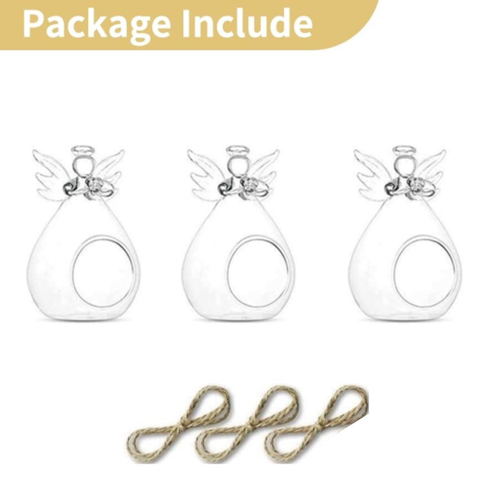 3/6/12Pcs Angel Glass Candle Holder Hanging TeaLight Candlestick Creative Candle Holder Wedding Table Family Room Party Decor