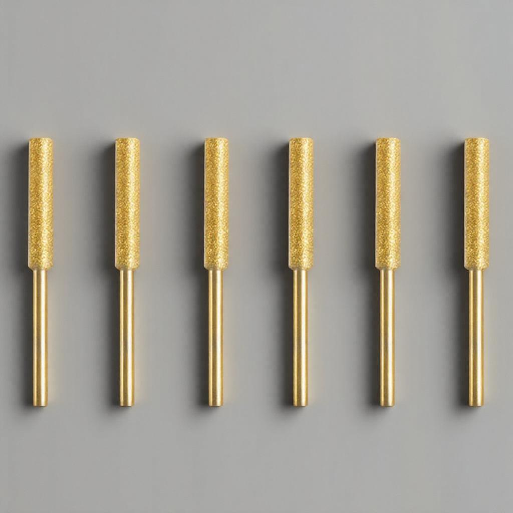 3/6Pcs Diamond-Coated Cylindrical Burr Set for Chainsaw Sharpening Carving Grinding Tools Durable and High Performance