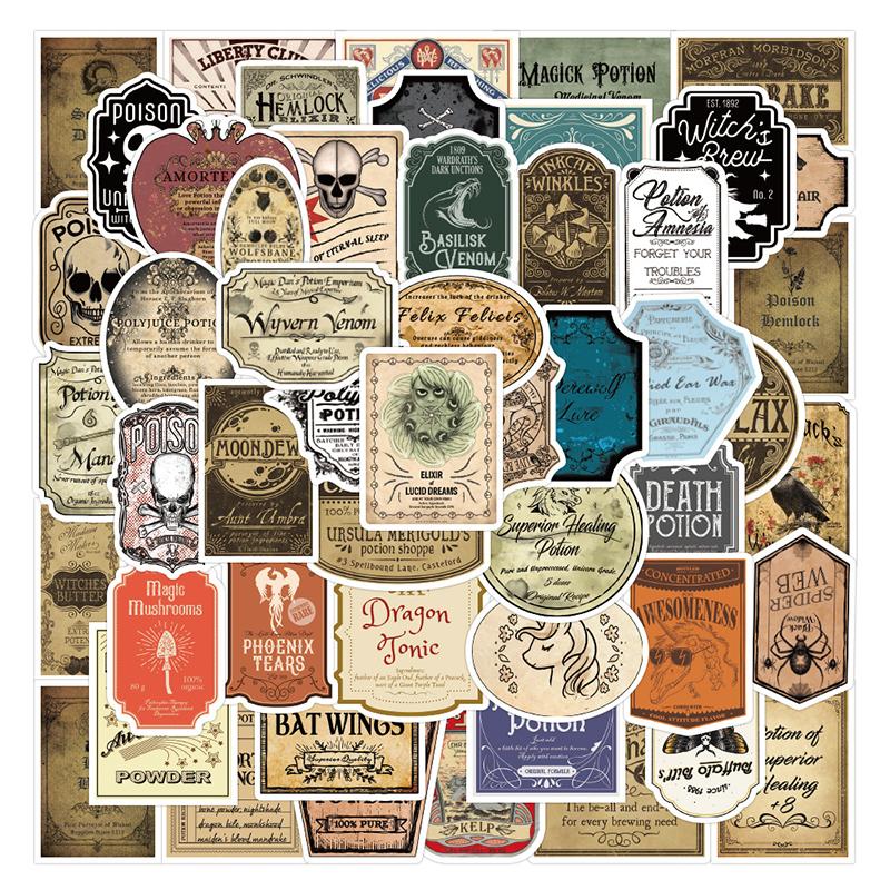 50Pcs Potion Label Cartoon Stickers Suitcase Guitar Laptop Skateboard Sticker