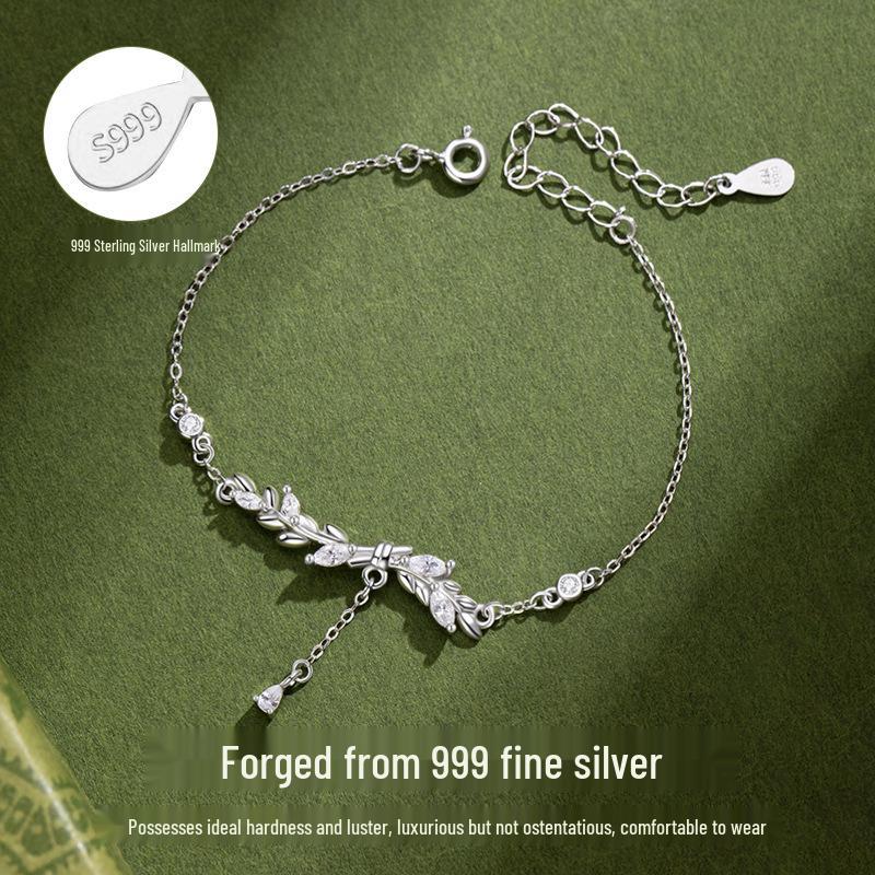 2025 New Style Exquisite Sterling Silver Bracelet for Women - Light Luxury 999 Silver Girls' Birthday Gift
