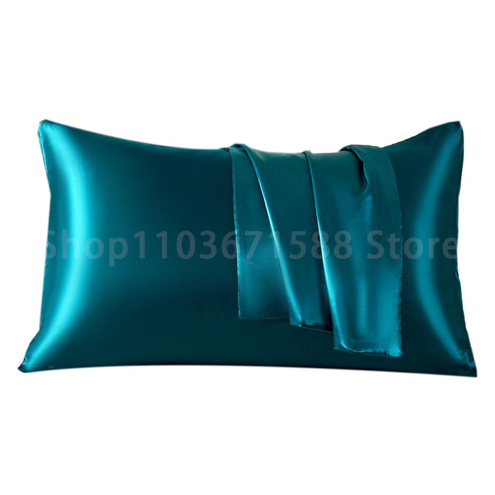 1pc Satin Pillowcase Breathable Soft Envelope Closure Satin Pillow Cases Solid Color Bedding Accessories Smooth Pillow Covers