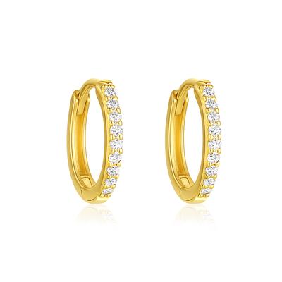 Classic Pave Huggie Hoop Earrings - 925 Sterling Silver Gold Plated