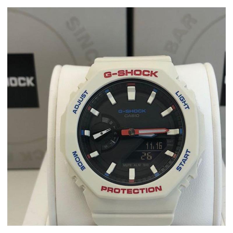 Casio LCD/Pointer Dual Display Series G-SHOCK Farm Oak Macaron White Octagon Quartz Movement Resin Strap Japanese and Korean Watch GMA-S2100WT-7A1JF