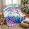 Rainbow Mane Unicorn Theme Blanket Lightweight Warm Flannel Blanket Decorative Throw Blanket for Home Decoration
