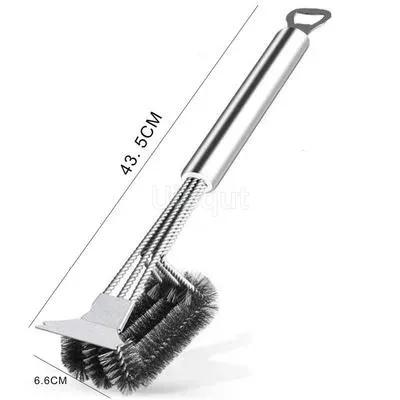 Grill Cleaning Brush BBQ tool Grill Brush 3 Stainless Steel Brushes In 1 Provides Effortless Cleanin pizza furnace stove brush