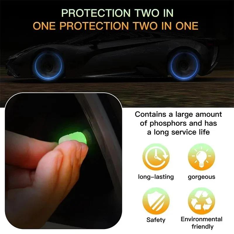 4-20PCS Luminous Car Tire Valve Cap Fluorescent Night Glowing Decor Motorcycle Bike Wheel Nozzle Dustproof Tyre Valve Stem Caps Stem Caps1