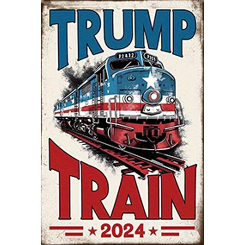 

Винтажный металлический плакат Trump Train 2024: Лучший настенный декор для патриотичного домашнего декора 20x30cm белый