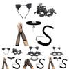 Halloween Costume Accessories Cat Girl Mask With Lace And Ears For Themed Parties