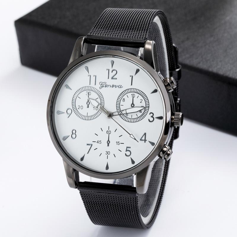 Geneva Men'S Watch Three Eyes Watch Fashion Quartz Watch Boys Alloy Strap Watch