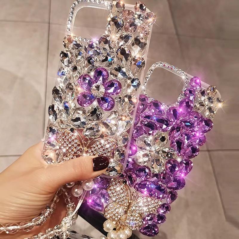 Luxury 3D Bling Rhinestone Crystal Flower Phone Case For Samsung Galaxy A17 A16 A15 A14 A13 A12 A07 A06 A05 A05S 4G 5G