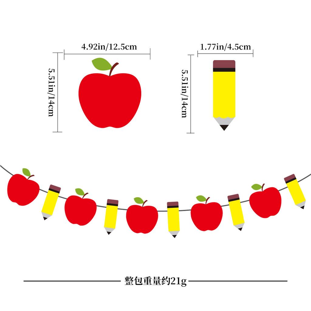 European And American School Season Party Decoration School Bus Apple Pencil Flag Welcome Back Glitter Latte Flower