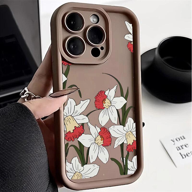 Case For Google Pixel 9 8 7 8A 7A Pro XL 9Pro 7Pro 8Pro 9ProXL Cover Small Flowers Silicone Retro Protection