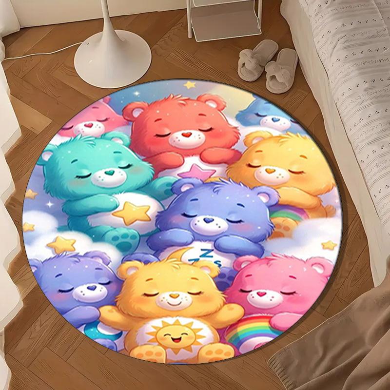Love Bears Cozy Night Round Rug for Livingroom,Bedroom, Palyroom, Chair Rug, Area Rug, Circle Carpet, Large Size Fan Christmas Gift