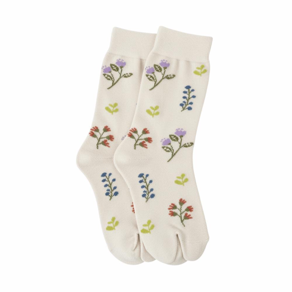 1 Pair Flower Pattern Women Tabi Socks Japanese Style Two-Toed Socks Cute Split Toe Socks