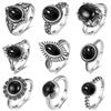 Inele Argint 925 Vintage Inel Onyx Negru Natural Tip Denier Circular Design Ochi de Cal Cadou Bijuterii Fine Inel Negru Pentru Bărbați Femei