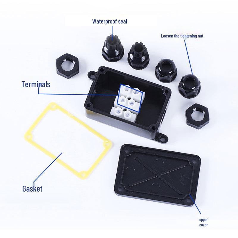 Outdoor Black Mini Waterproof Junction Box with Terminals