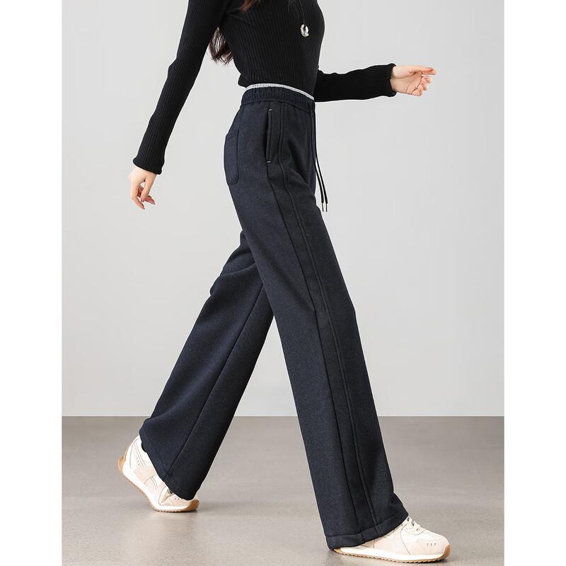 TERRE BLEUE Women's Fleece-Lined Straight-Leg Casual Pants