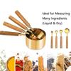 8-Piece Rose Gold Stainless Steel Measuring Cups & Spoons with Engraved Wooden Handles for Baking