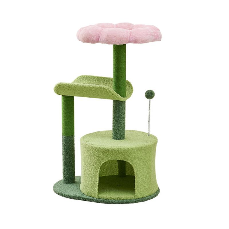 Small Multi-Level Cat Tree with Sisal Scratching Board and Toy, Space-Saving Jump Platform for Indoor Cats, Pet Furniture