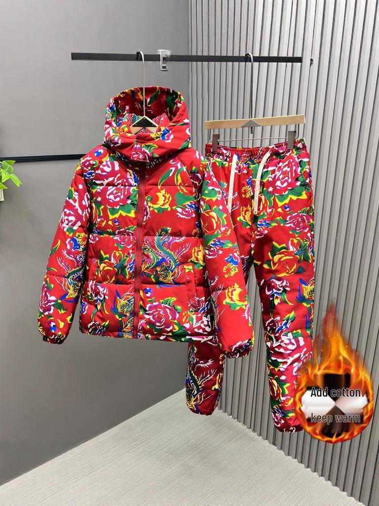 Influencer Winter Style: Peony Floral Thick Cotton Quilt Set & Jacket