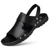 Men's Large Genuine Leather Non-Slip Beach Shoes & Two-Way Slippers (Sizes 50-52)