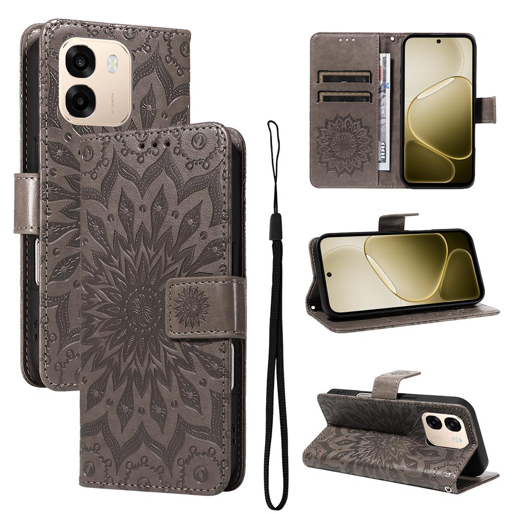 For Oppo A6 5G/Oppo A6x 5G Leather Wallet Case Sunflower Imprinted Phone Cover