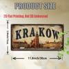 2D Flat Printing, Vintage Metal Sign, for Decorationg Only, Outdoor Wall Art, Krakow Poland City Retro Aluminum Sign
