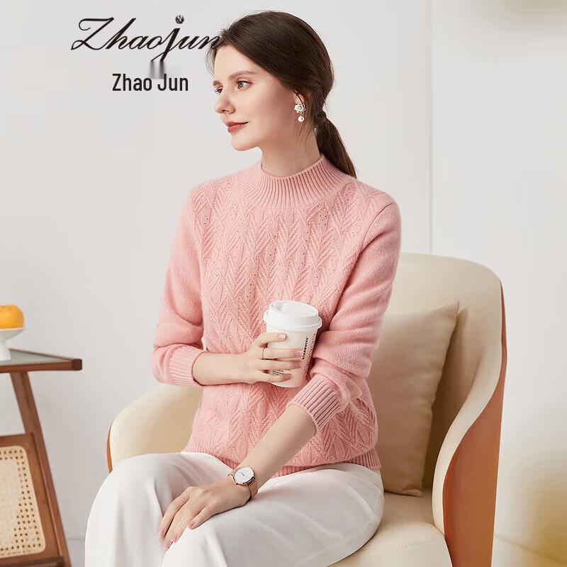 

Zhaojun Women s Embellished Mock Neck Pure Cashmere Sweater XL
