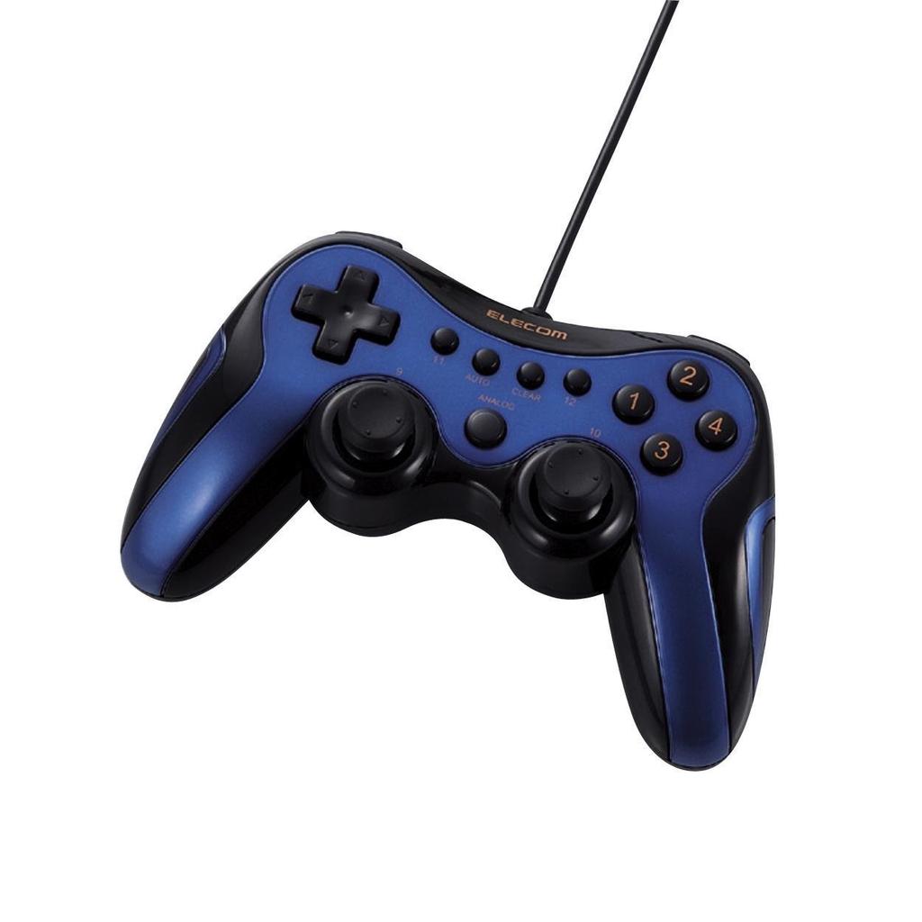 ELECOM Gamepad USB Analog 12 Blue (2009 Model) Connection, Stick, Vibration/Rapid Fire, Buttons, (JC-U2912FBU)