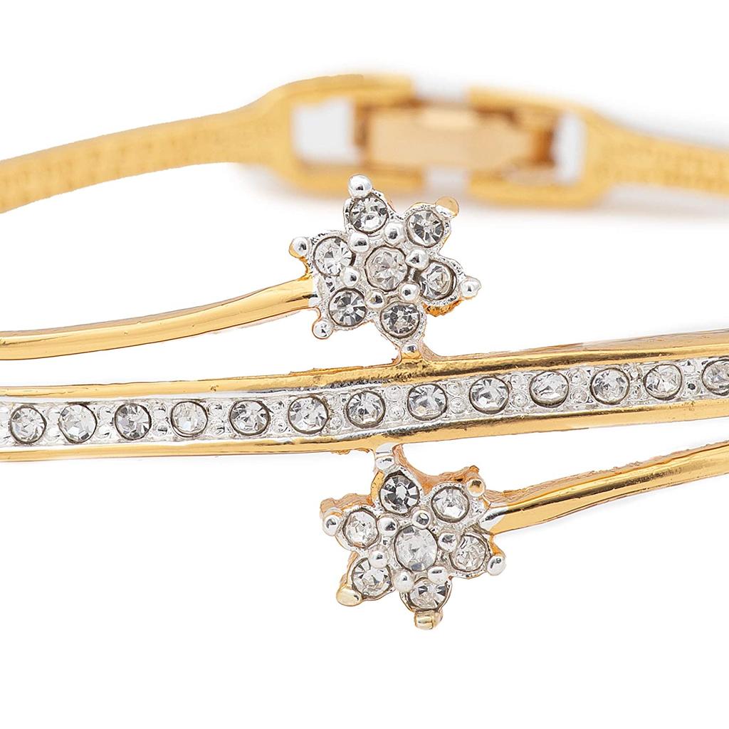 Estele Classic Women's Seven Stone Cuff Bracelet, Gold & Silver Plated