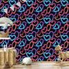 Neon Glitter Hearts Wallpaper Black and Burgundy 50x1000