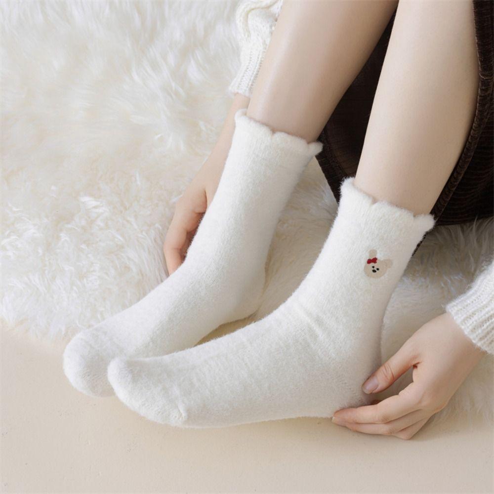 Thicken Floor Plush Sock Cartoon Fluffy Mid Socks Cute Mink Velvet Socks