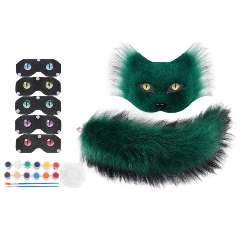 Flexible Mask With Plush Tail DIY Crafting Supply Costume Accessory For Costume And Creative Dressing Up Event
