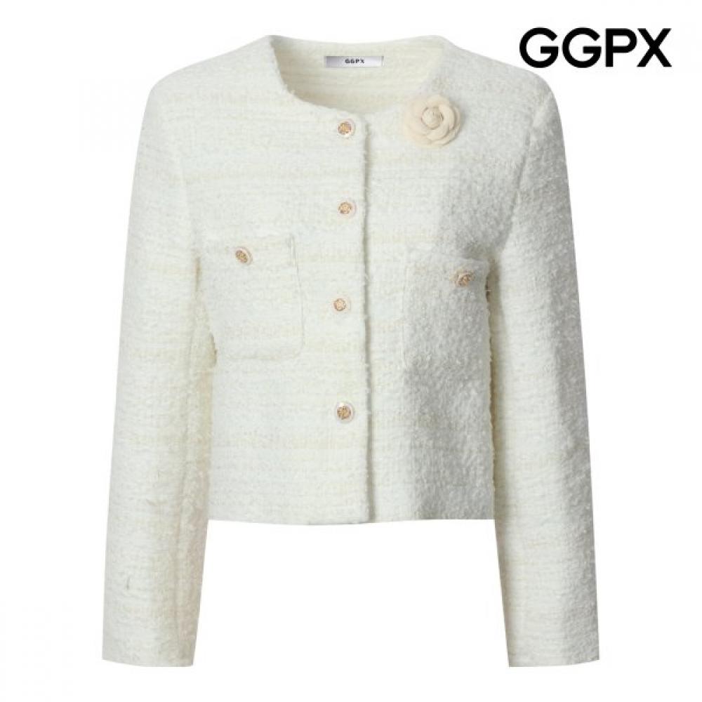 Ggpx Tweed No Collar Corsage Jacket Gq2jk007b beige/F