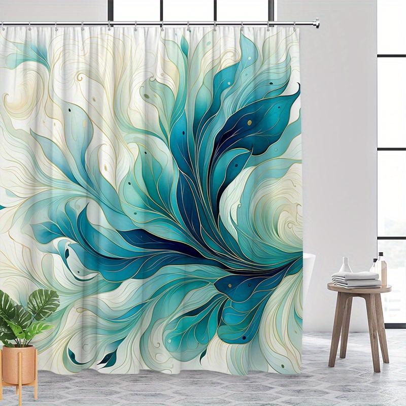Abstrakter Wirbel Blatt Ranke Duschvorhang 1 Stück Mit 12 Haken Für Badezimmer Heimdekoration Polyester 2D Flachdruck 70,8X70,8 Zoll