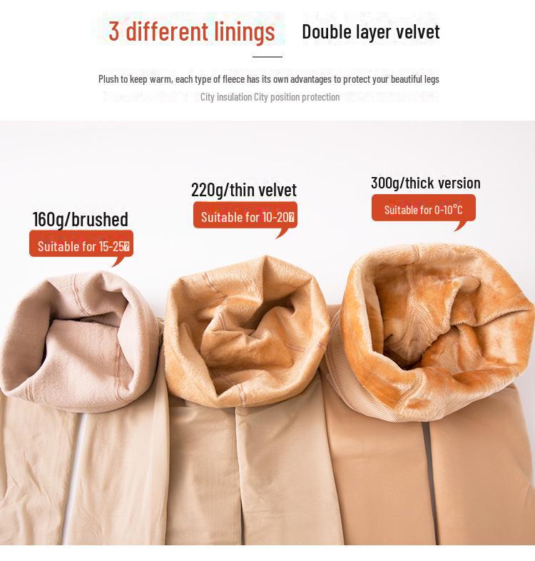 Adjustable T-Crotch Nude Leggings - Soft, Velvet Lined, Autumn/Winter Pantyhose to Prevent Snags