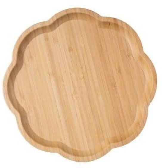 Wooden Tray, Flower-Shaped, Cafe Tray, Scandinavian Style, 25cm, Single Tray, Stylish Lunch Tray, Simple and Cute, Japanese Style, Tea Tray, Tea