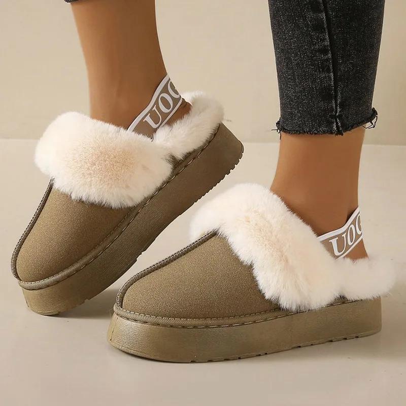 

Новые модные повседневные домашние женские тапочки на толстой подошве, зимние хиты продаж, замшевые меховые теплые удобные зимние ботинки с открытой пяткой 36 хаки