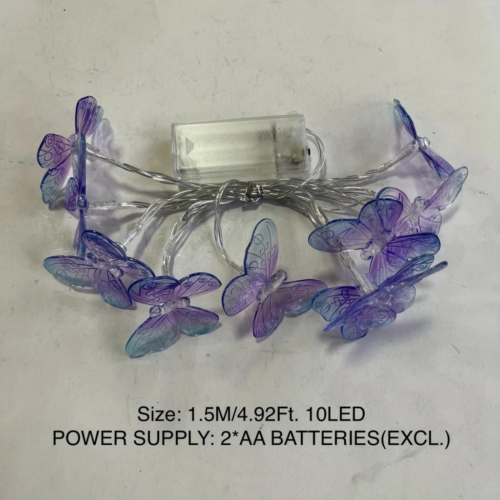 1pc 10/20 LED Blue Purple Butterfly Fairy Lights Indoor Hanging Decorative Lamp Battery Powered For Home Party Festival Decor